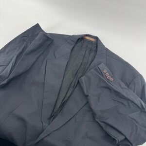 Chaps Ralph Lauren Men Blazer Jacket Charcoal Grey Plaid Pure Wool Size 46R